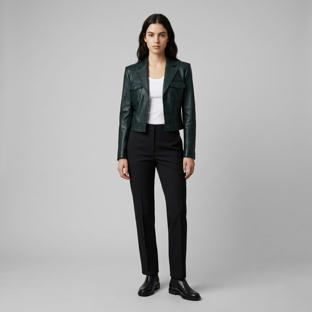 Women's Structured Utility Faux-Leather Jacket