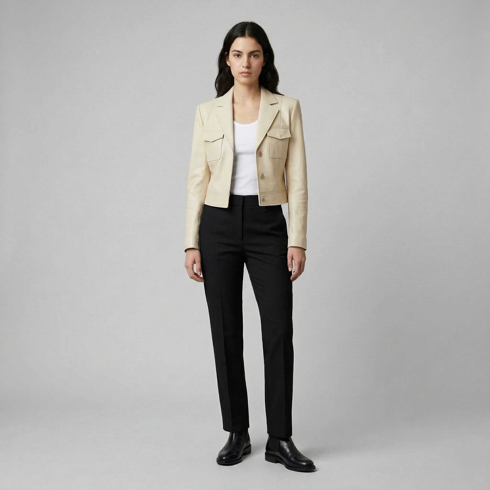 Women's Structured Utility Faux-Leather Jacket