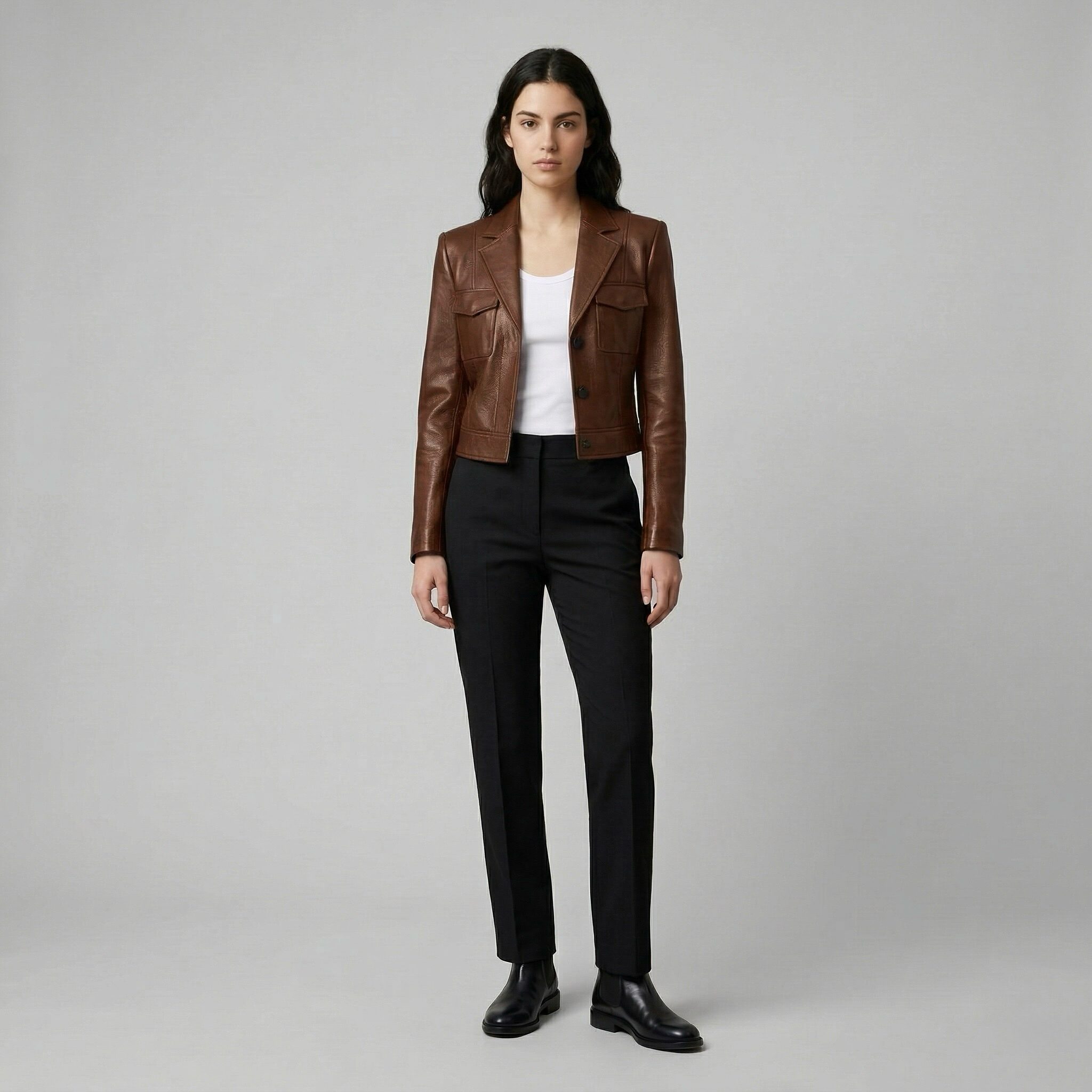 Women's Structured Utility Faux-Leather Jacket