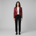 Women's Cropped Faux-Leather Blazer