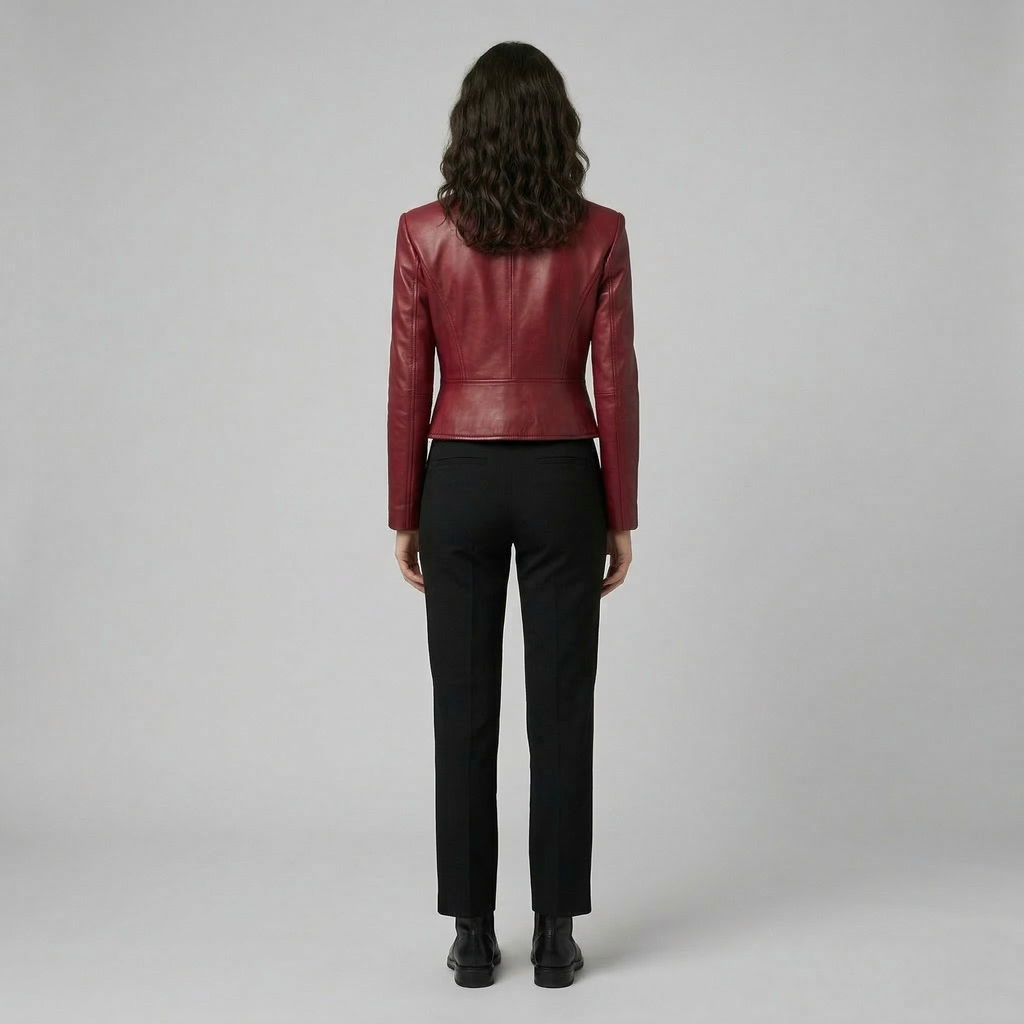 Women's Cropped Faux-Leather Blazer