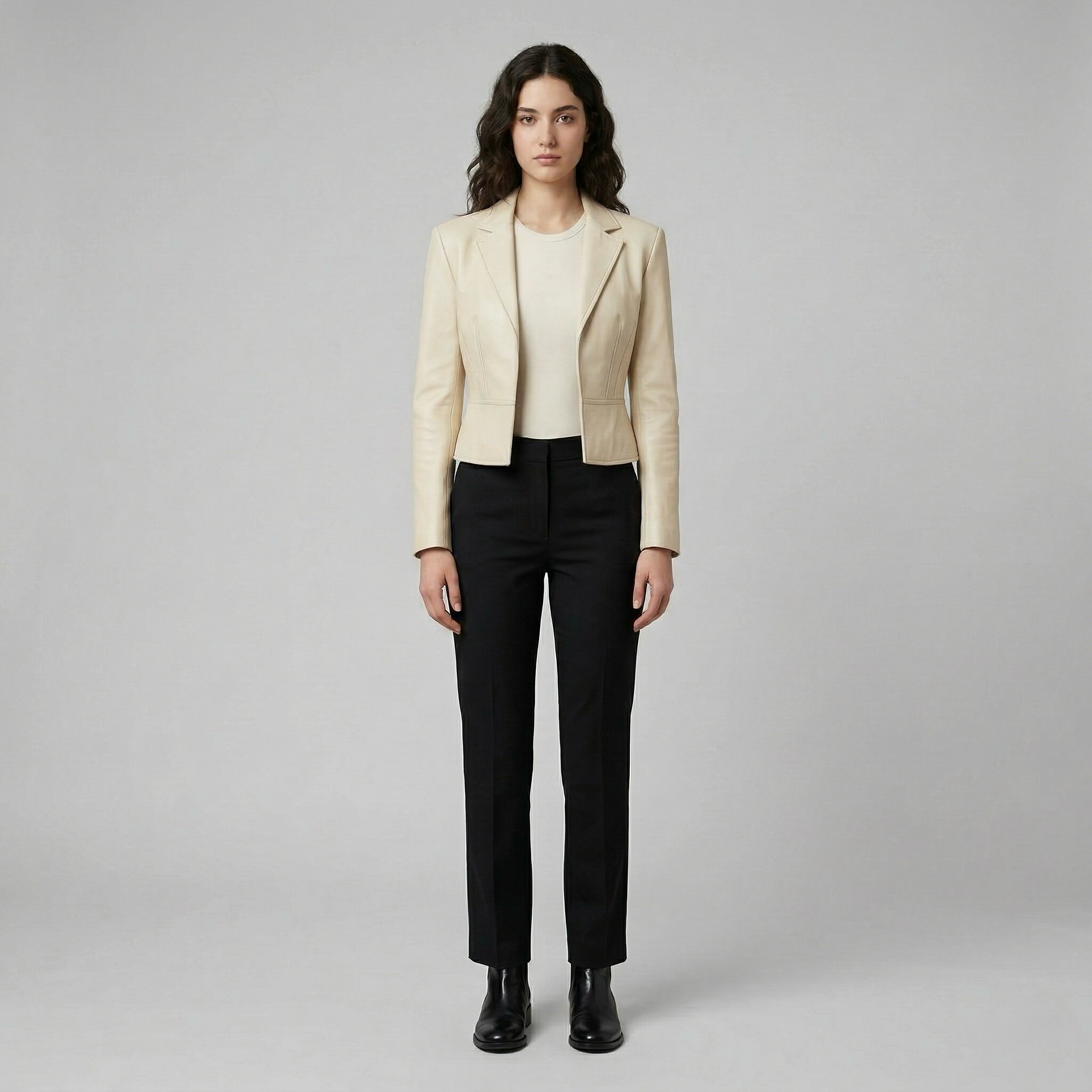 Women's Cropped Faux-Leather Blazer