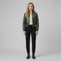Women's Faux-Leather Bomber Jacket