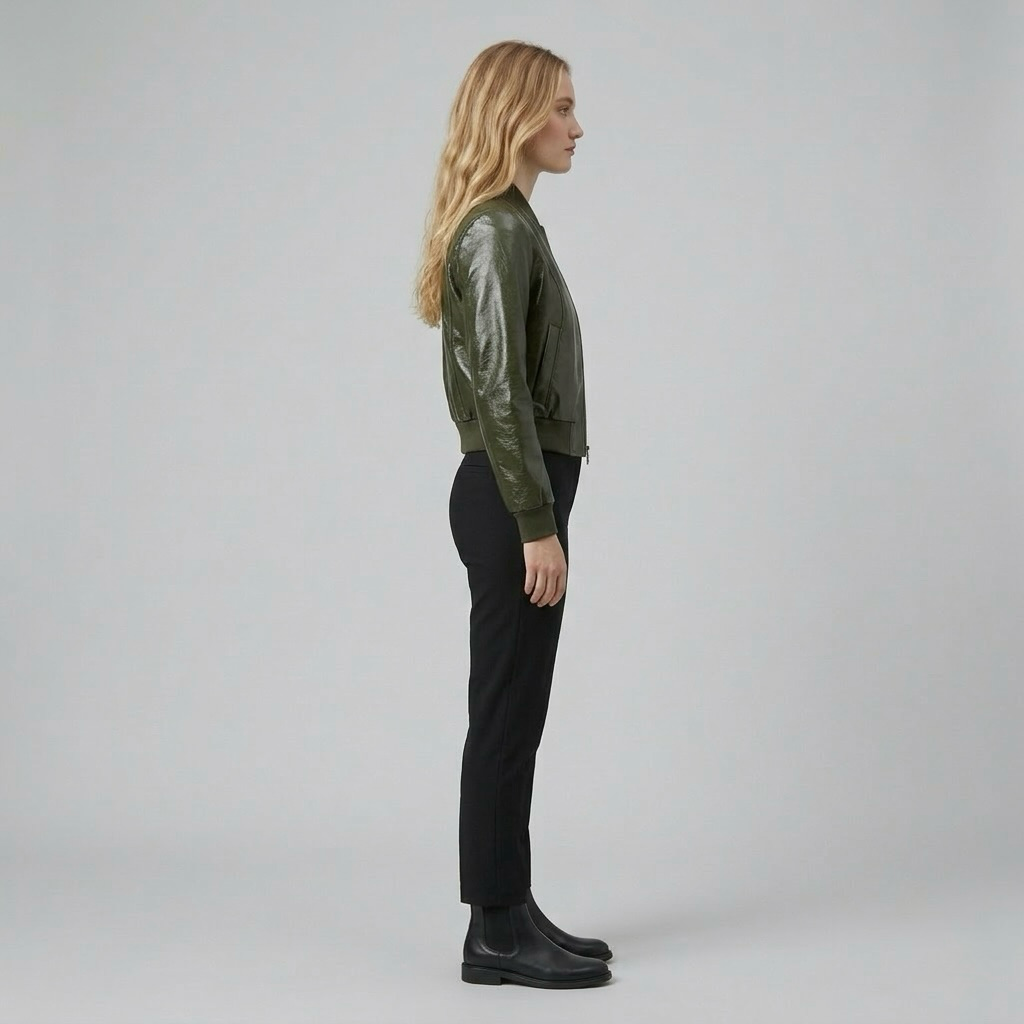 Women's Faux-Leather Bomber Jacket