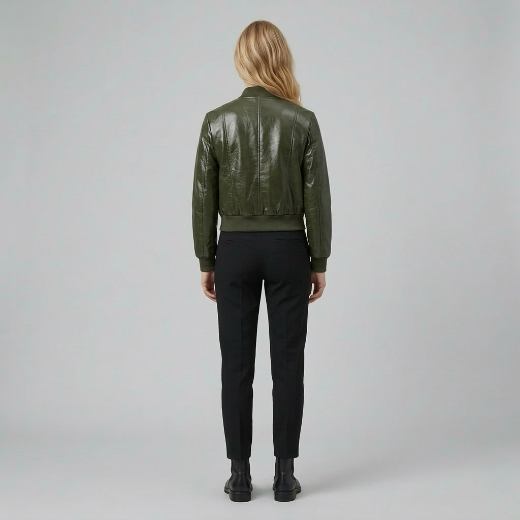Women's Faux-Leather Bomber Jacket