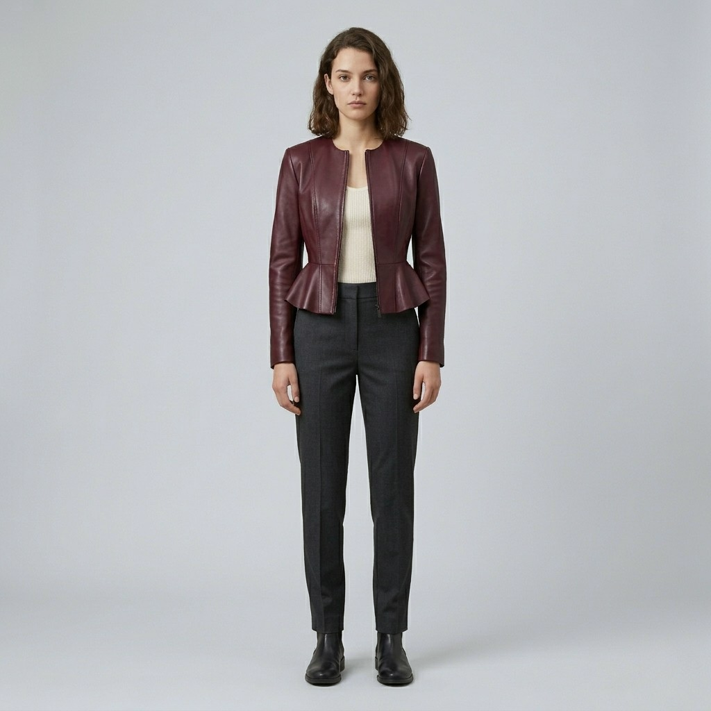 Women's Peplum Faux-Leather Jacket