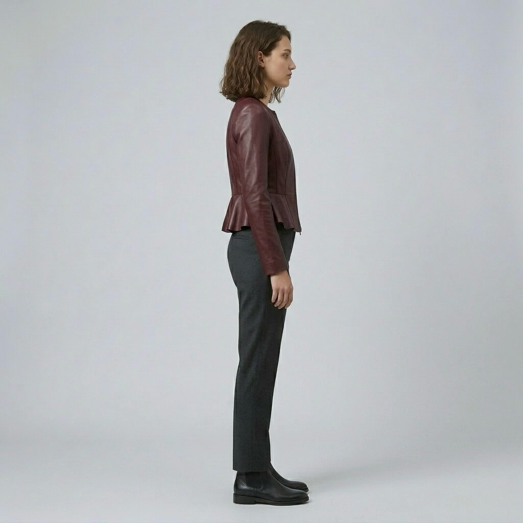 Women's Peplum Faux-Leather Jacket