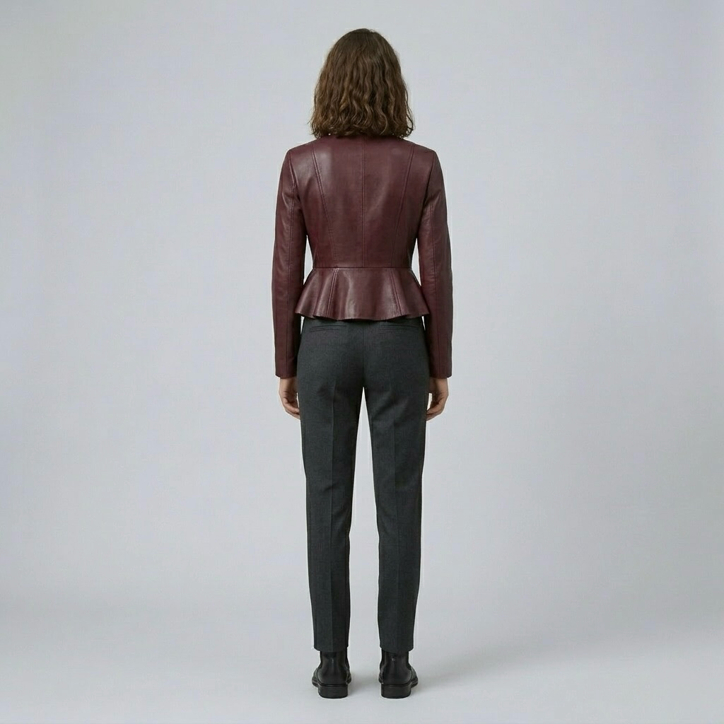 Women's Peplum Faux-Leather Jacket