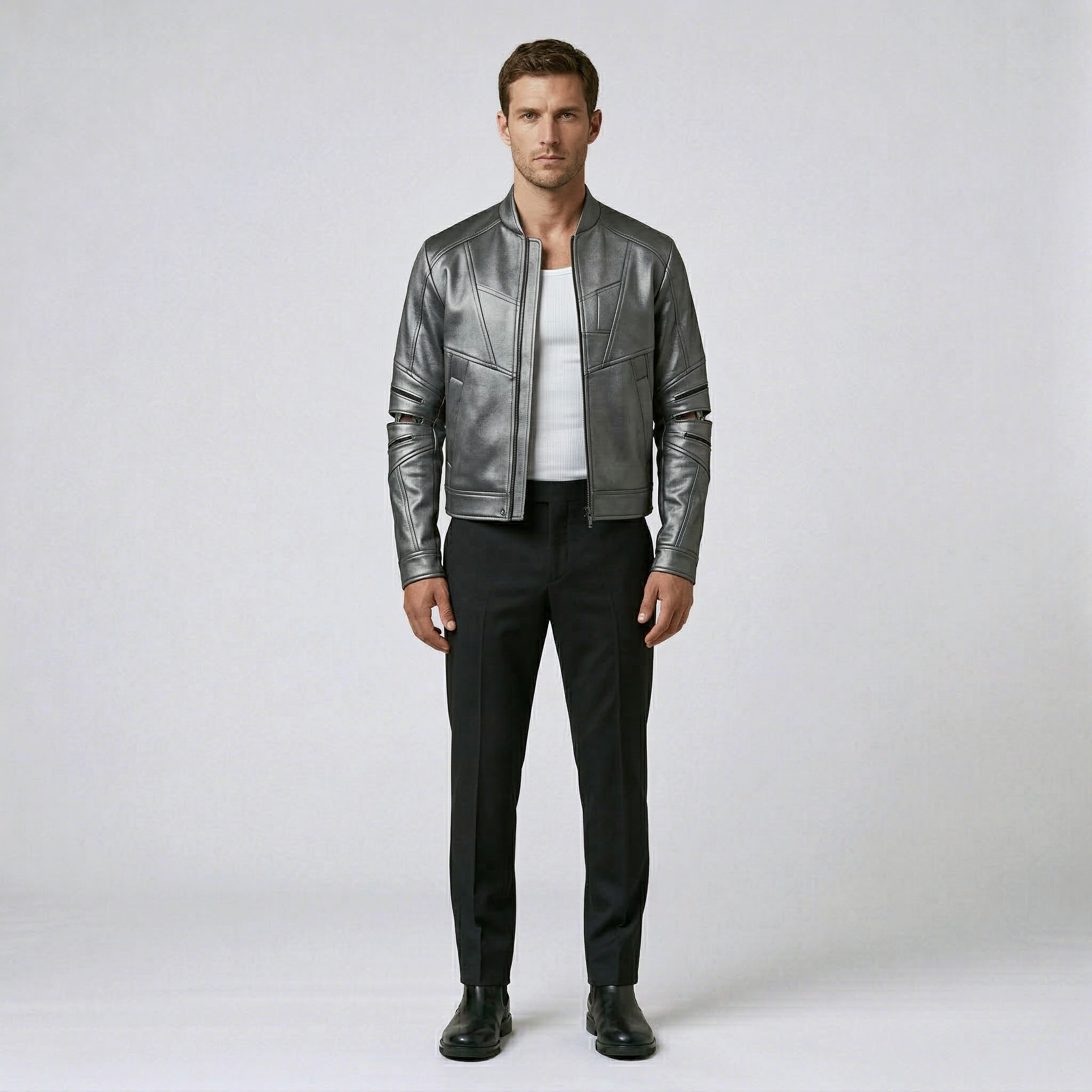 Men's Seam-Detail Moto Jacket