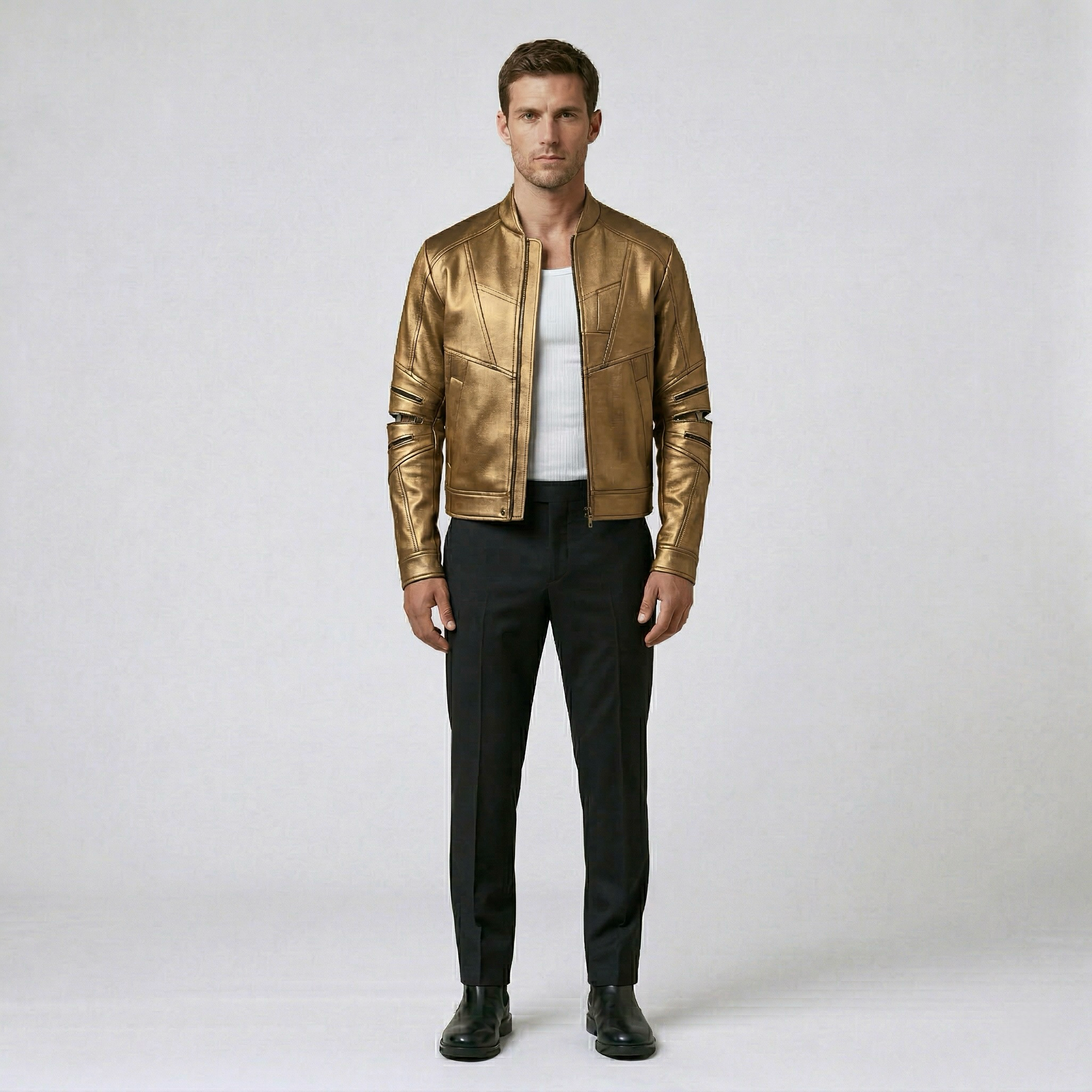 Men's Seam-Detail Moto Jacket