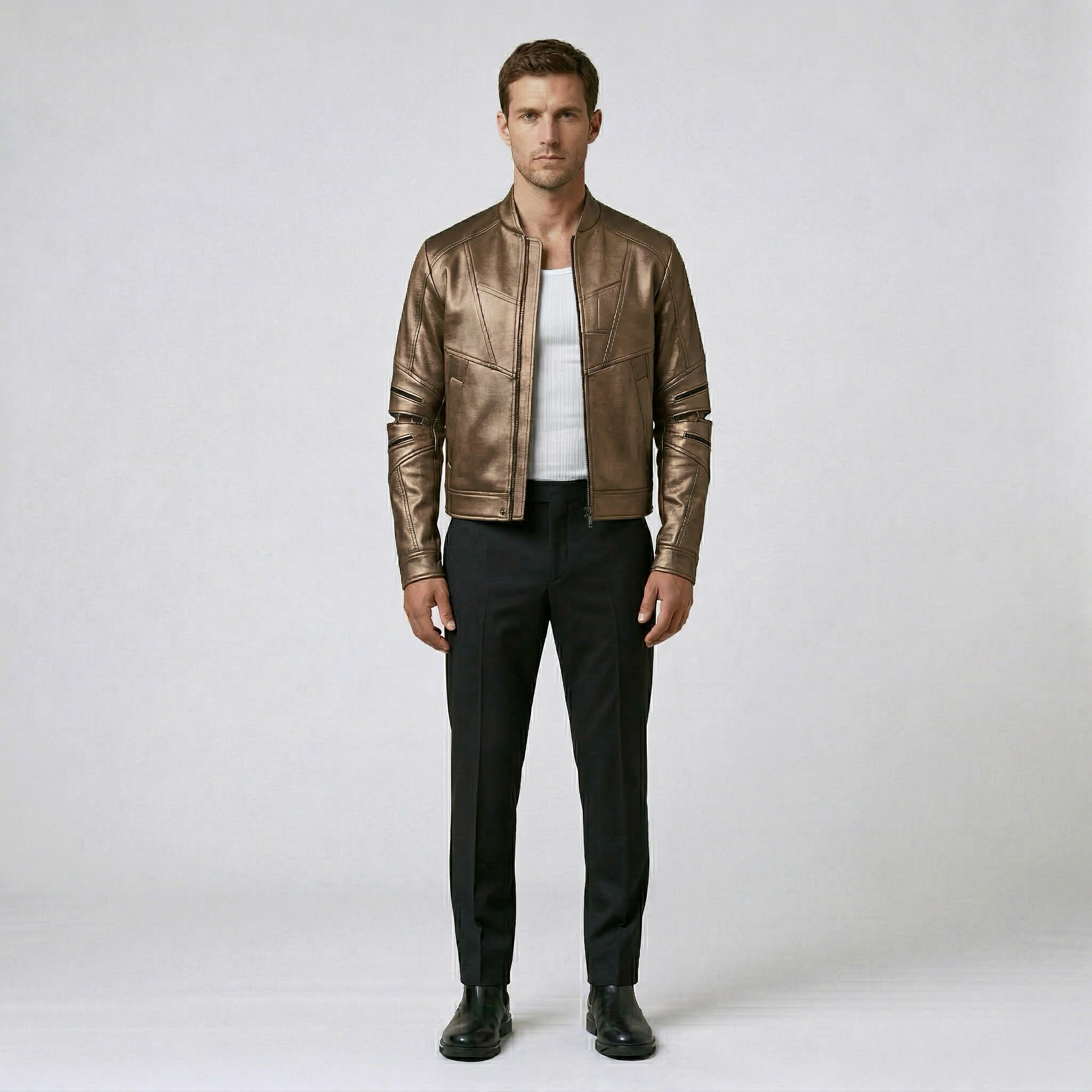 Men's Seam-Detail Moto Jacket