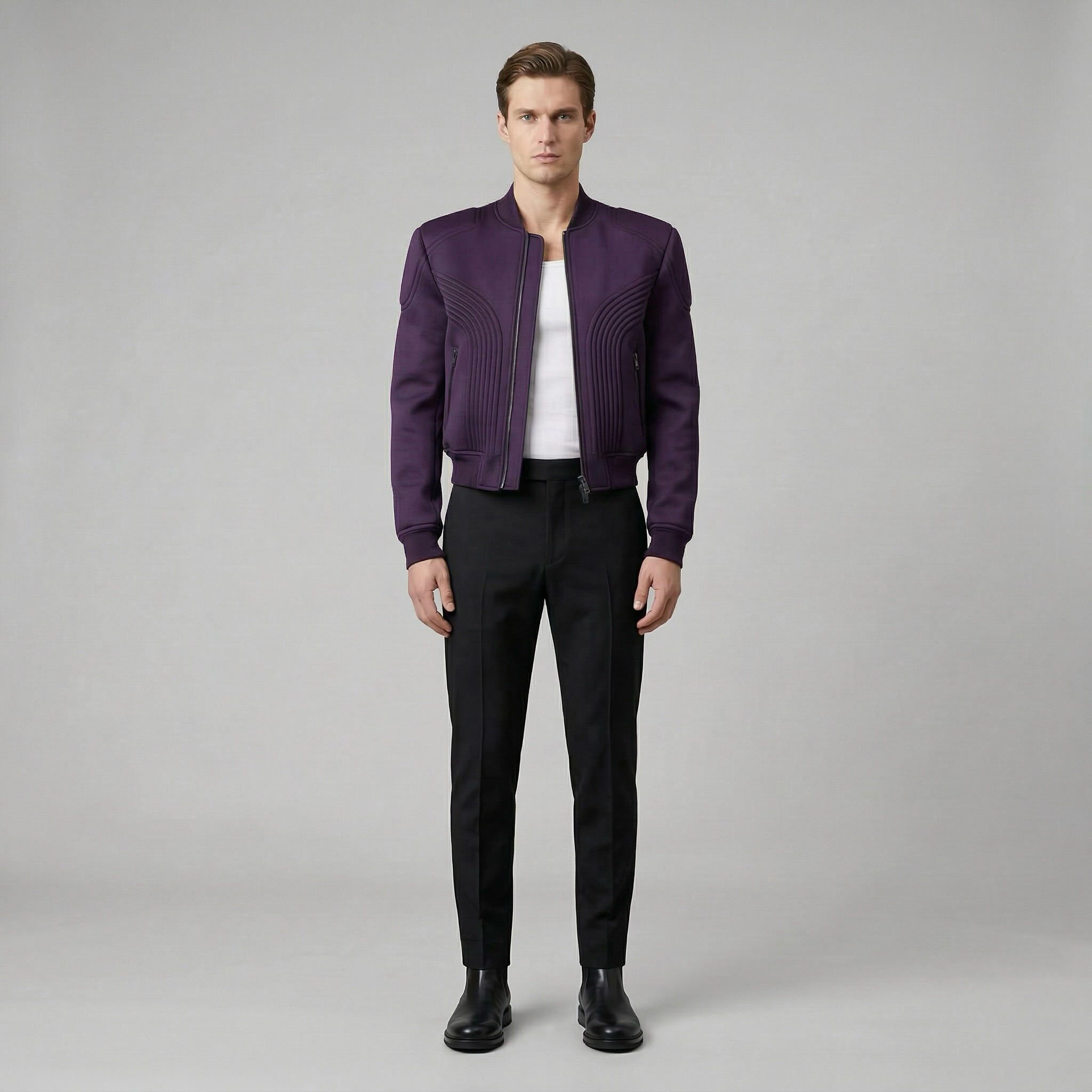 Men's Curved Panel Bomber Jacket