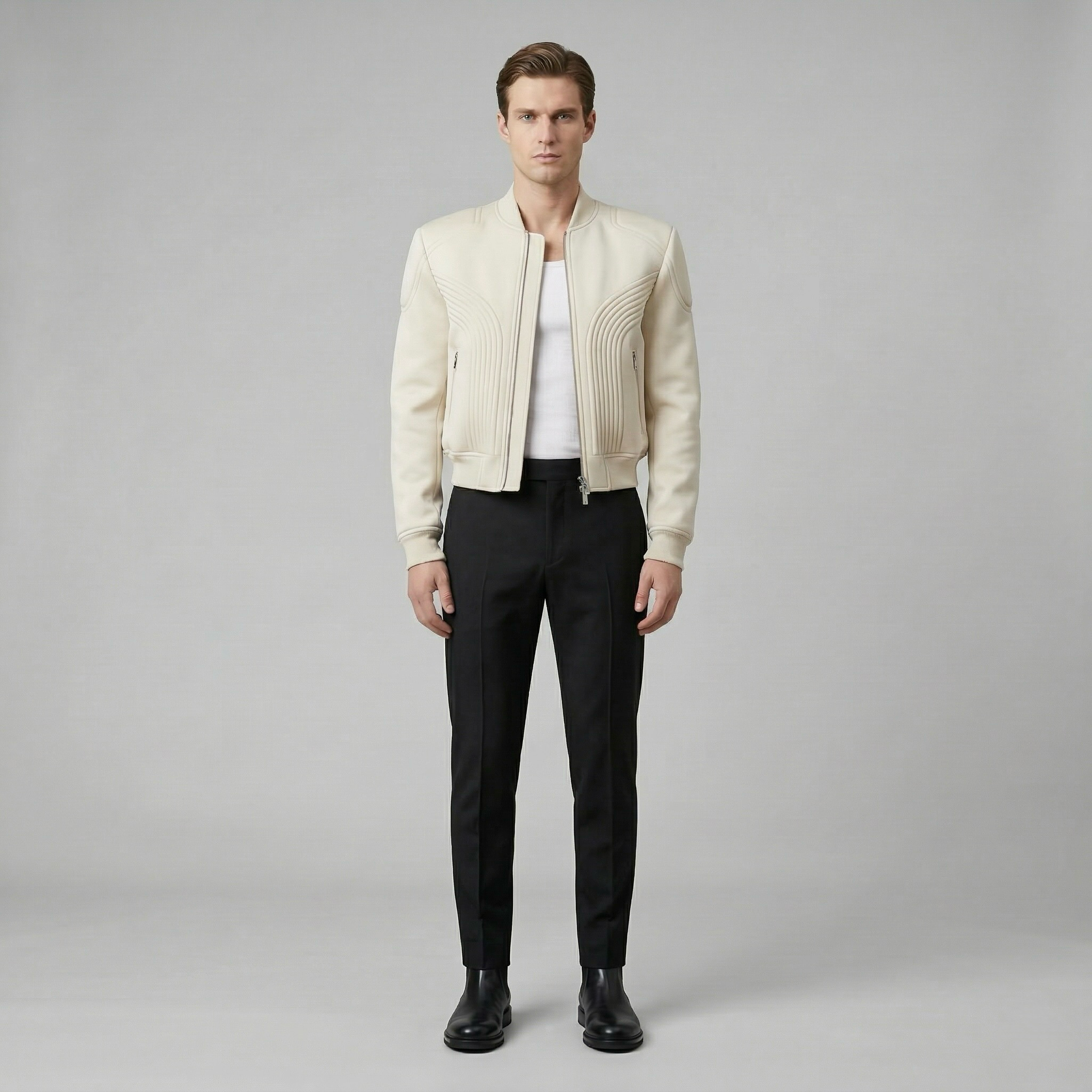 Men's Curved Panel Bomber Jacket