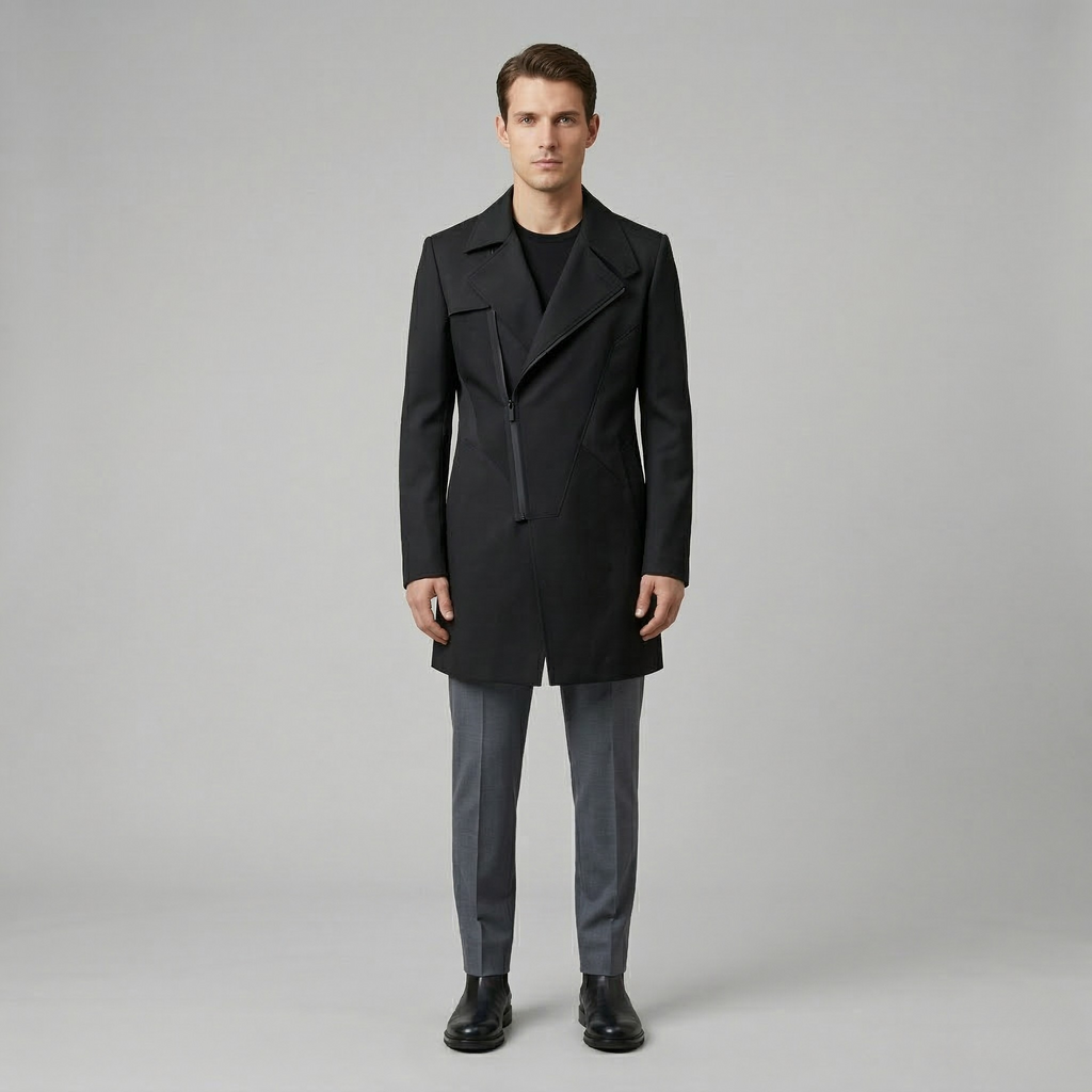 Men's Asymmetric Overcoat