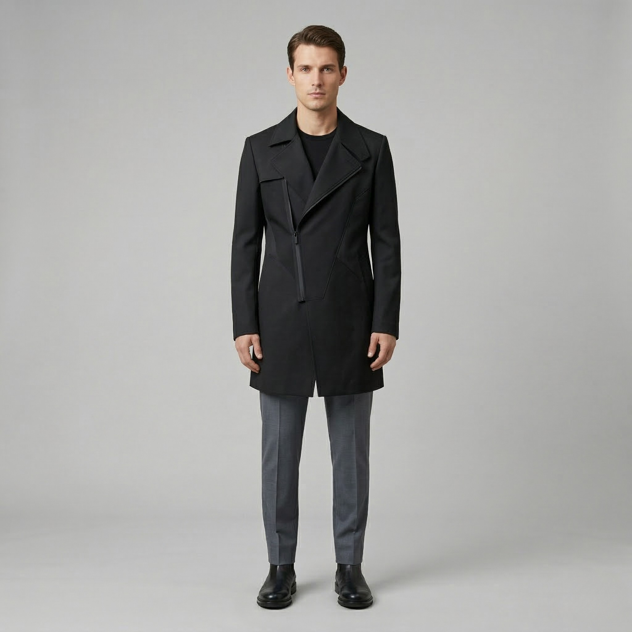 Men's Asymmetric Overcoat