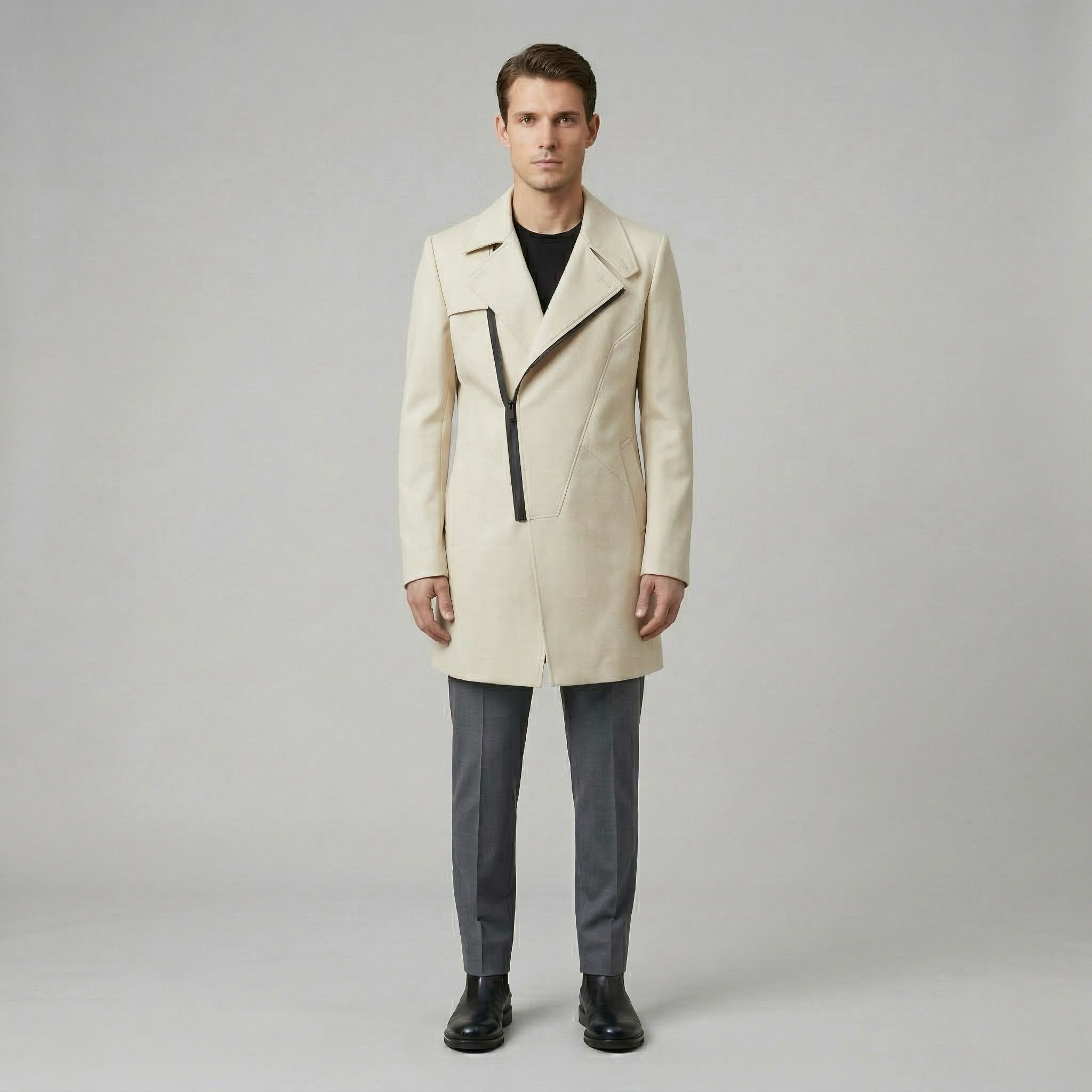 Men's Asymmetric Overcoat