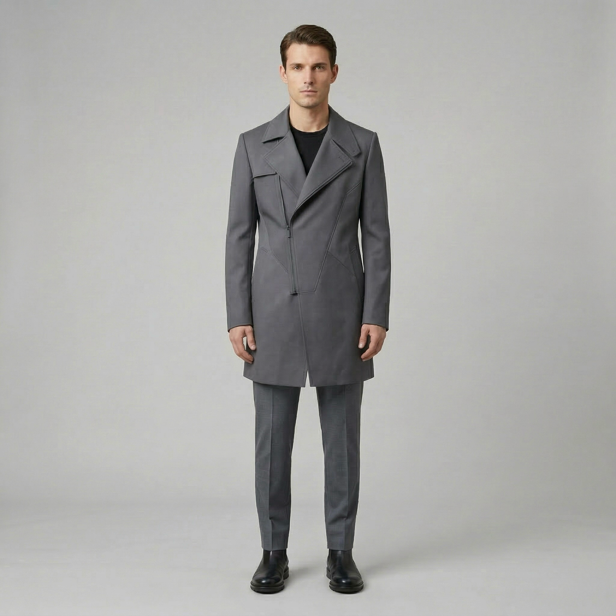 Men's Asymmetric Overcoat