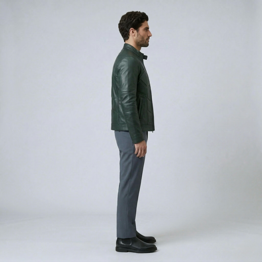 Men's Panel-Cut Faux-Leather Jacket