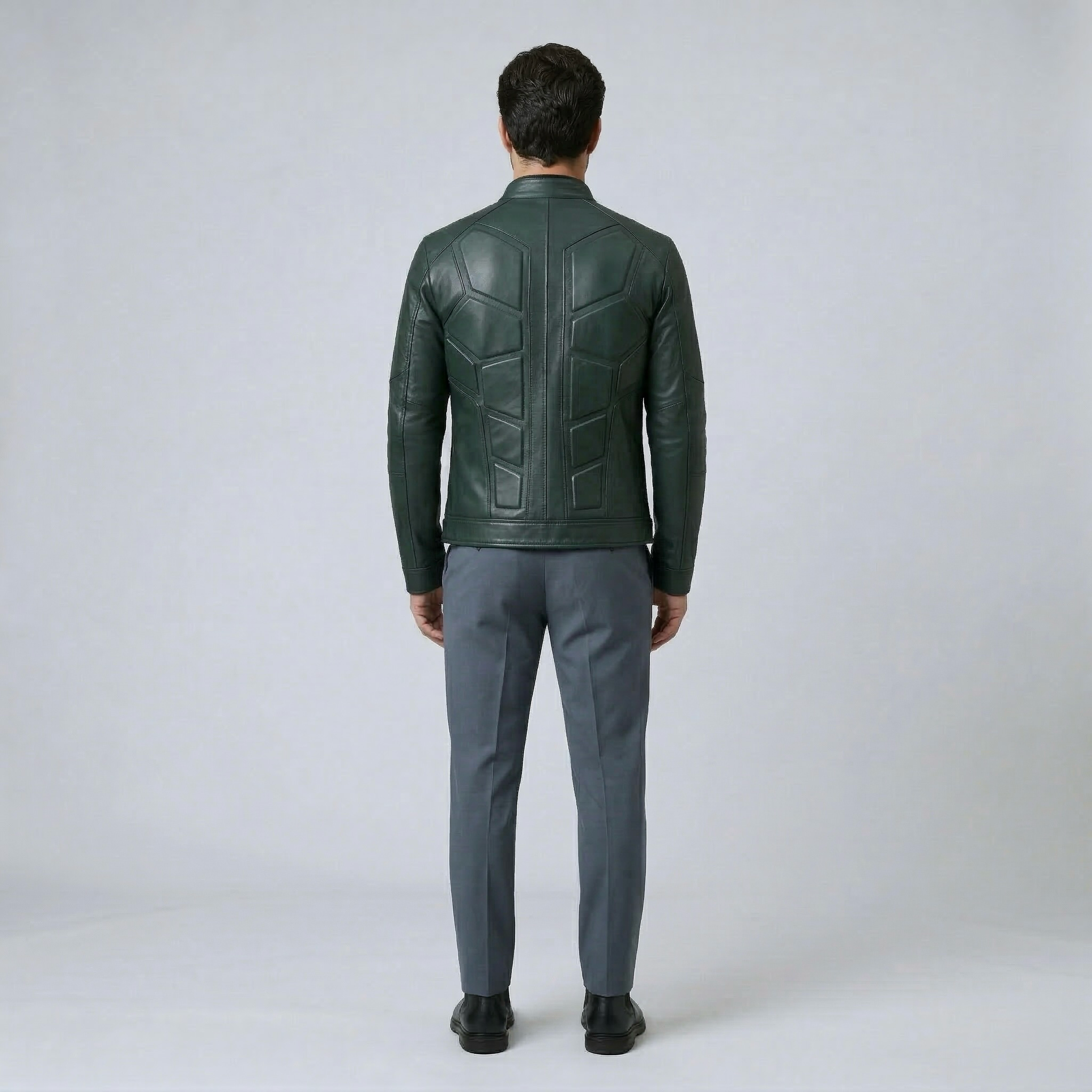 Men's Panel-Cut Faux-Leather Jacket