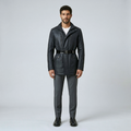 Men's Belted Faux-Leather Moto Jacket